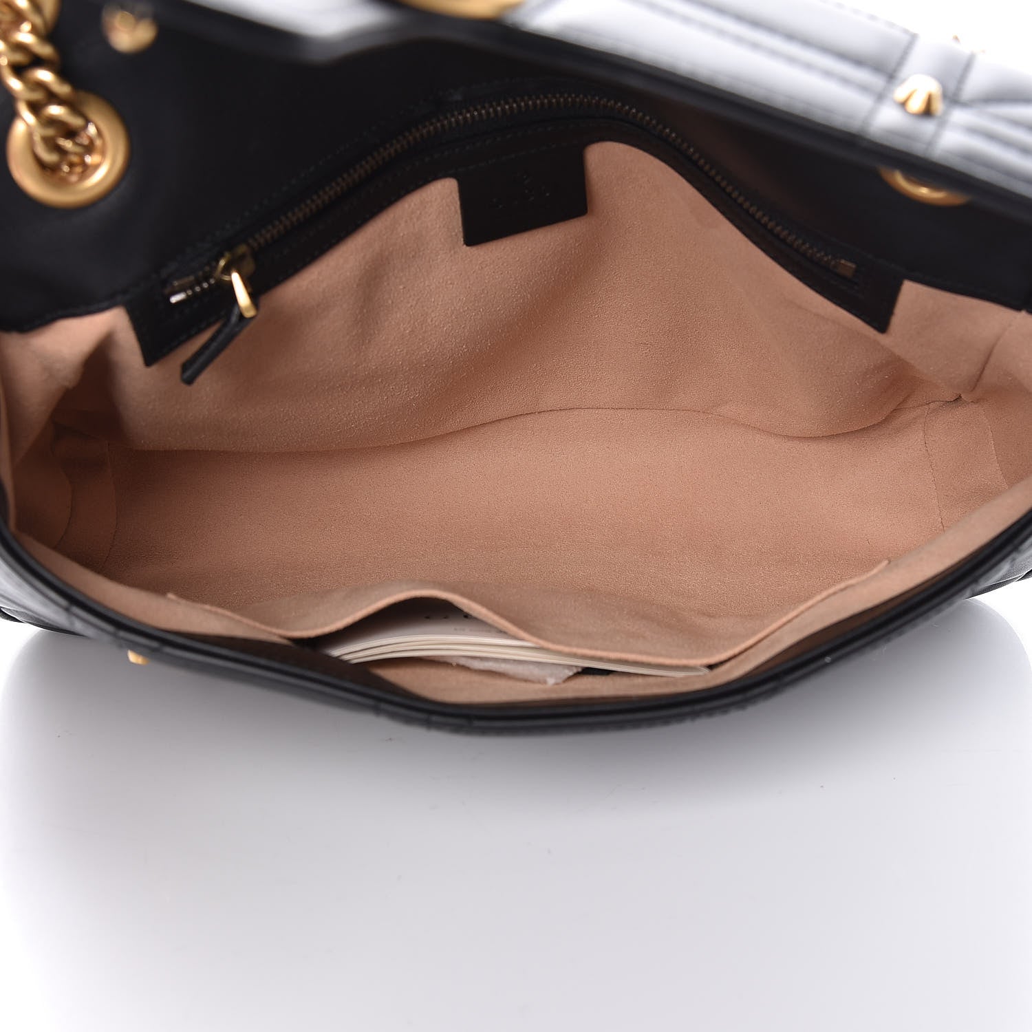 Gucci Calfskin Matelasse Studded Medium GG Marmont Shoulder Bag Black 5 of 10