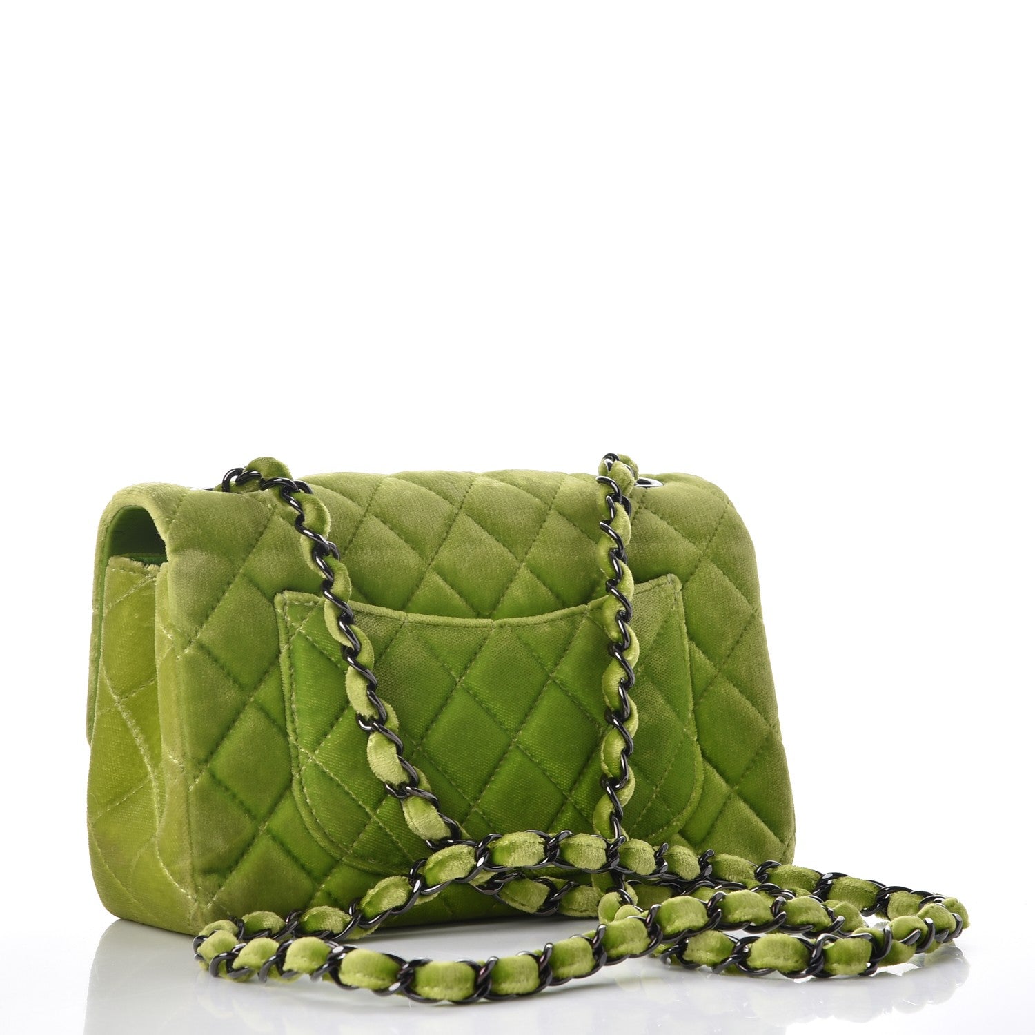 Chanel Velvet Quilted Mini Rectangular Flap Green 3 of 7