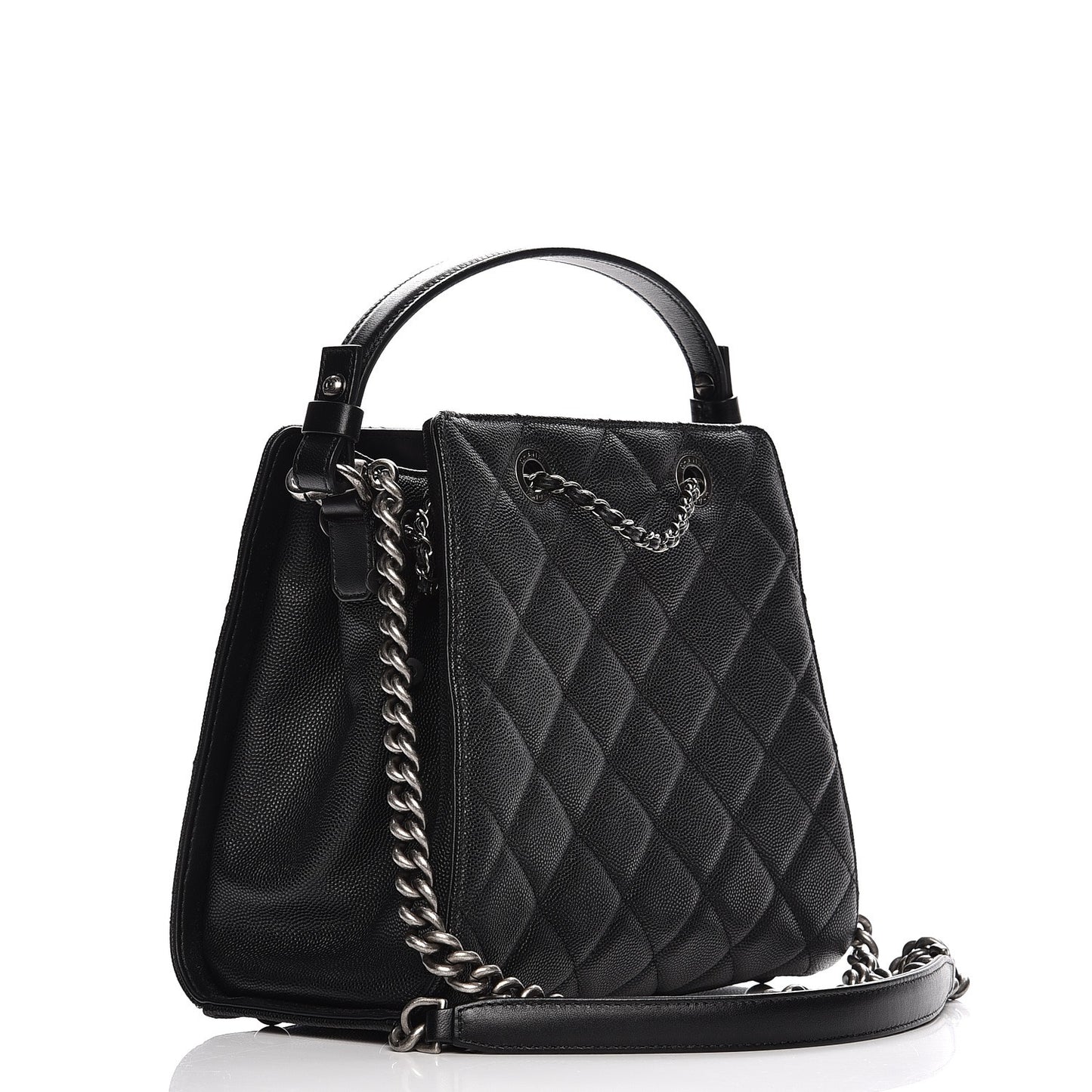 Caviar Quilted Small CC Bucket Bag Black
