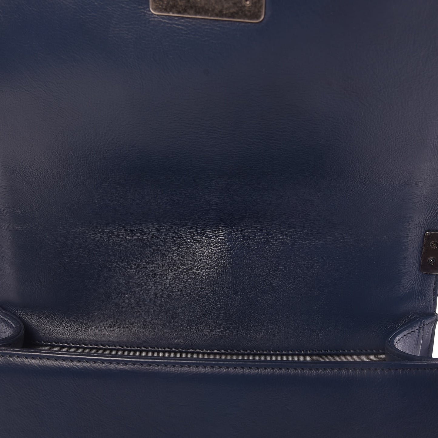 Calfskin Double Stitch Medium Boy Flap Navy Blue