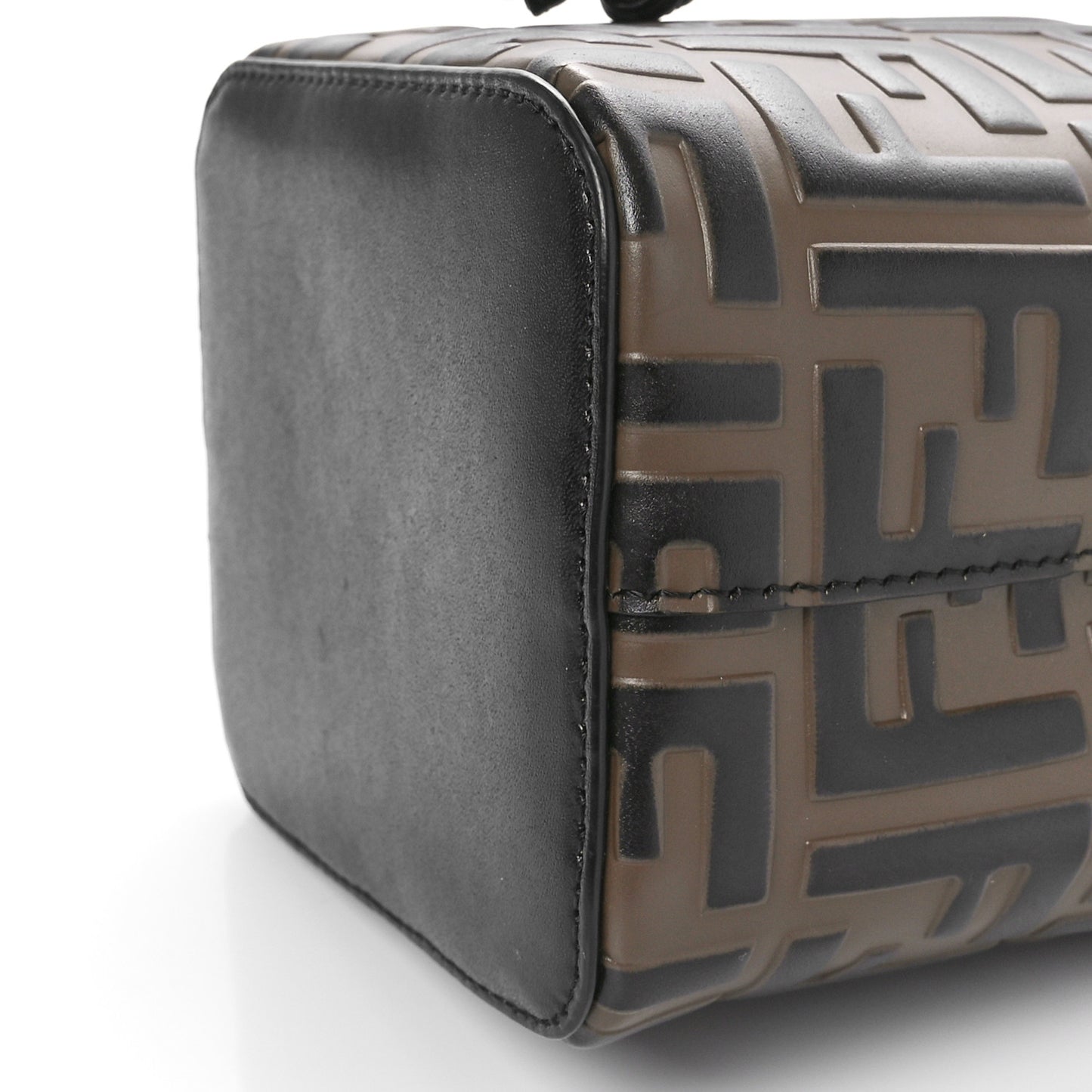 Vitello Liberty F is Fendi Bi-Color FF 1974 Embossed Mini Mon Tresor Bucket Bag Maya Black