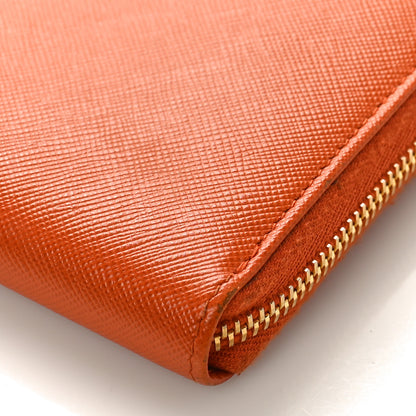 Prada Saffiano Metal Zip Around Wallet Rame 7 of 10