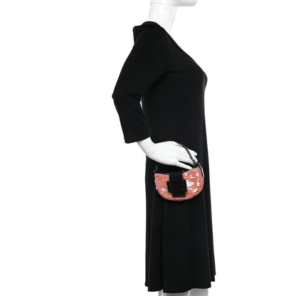 Fendi Sequin Paillettes Mini Half Moon Baguette Pink 2 of 11