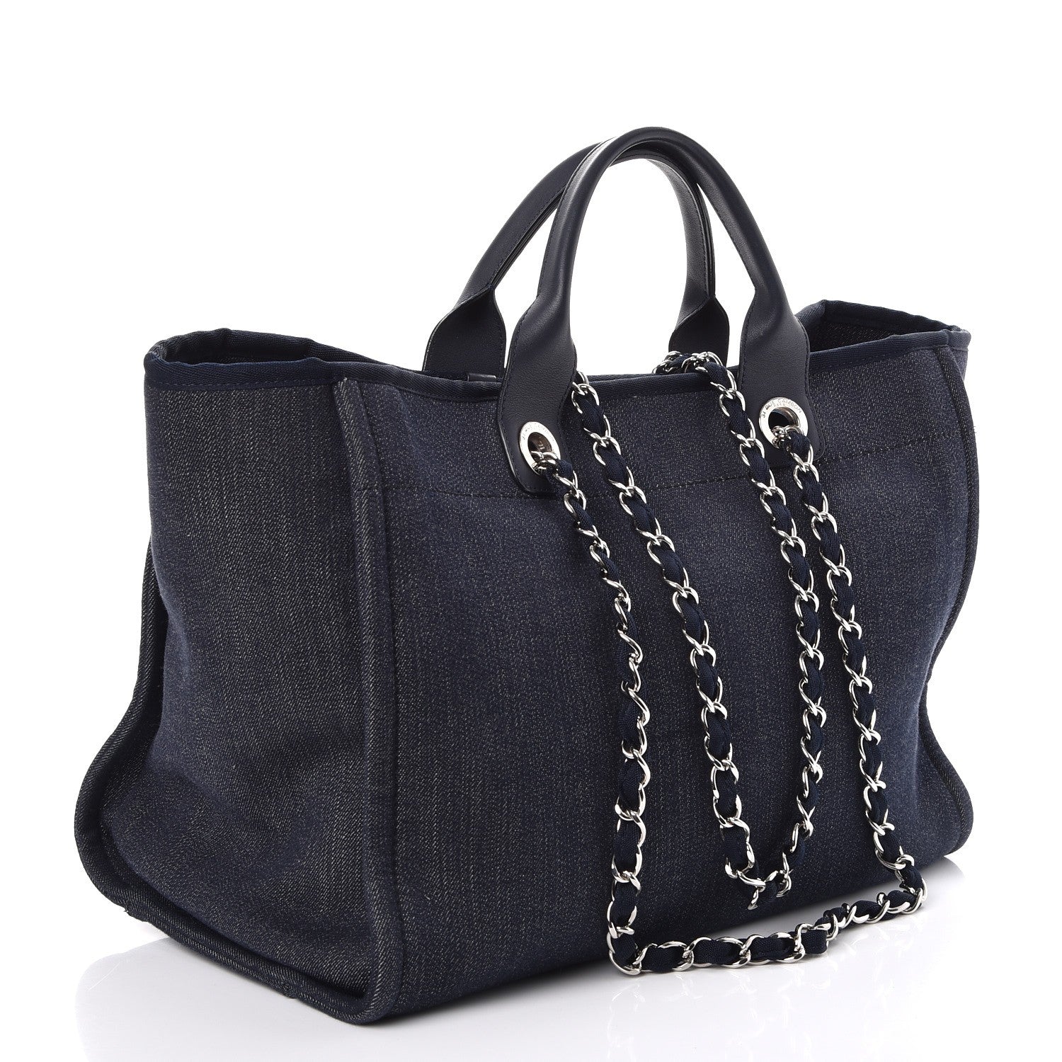 Chanel Canvas Large Deauville Tote Dark Blue 3 of 7