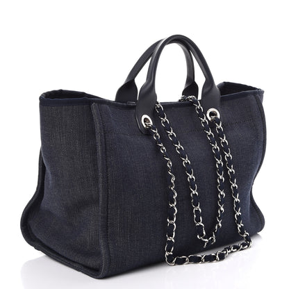 Chanel Canvas Large Deauville Tote Dark Blue 3 of 7