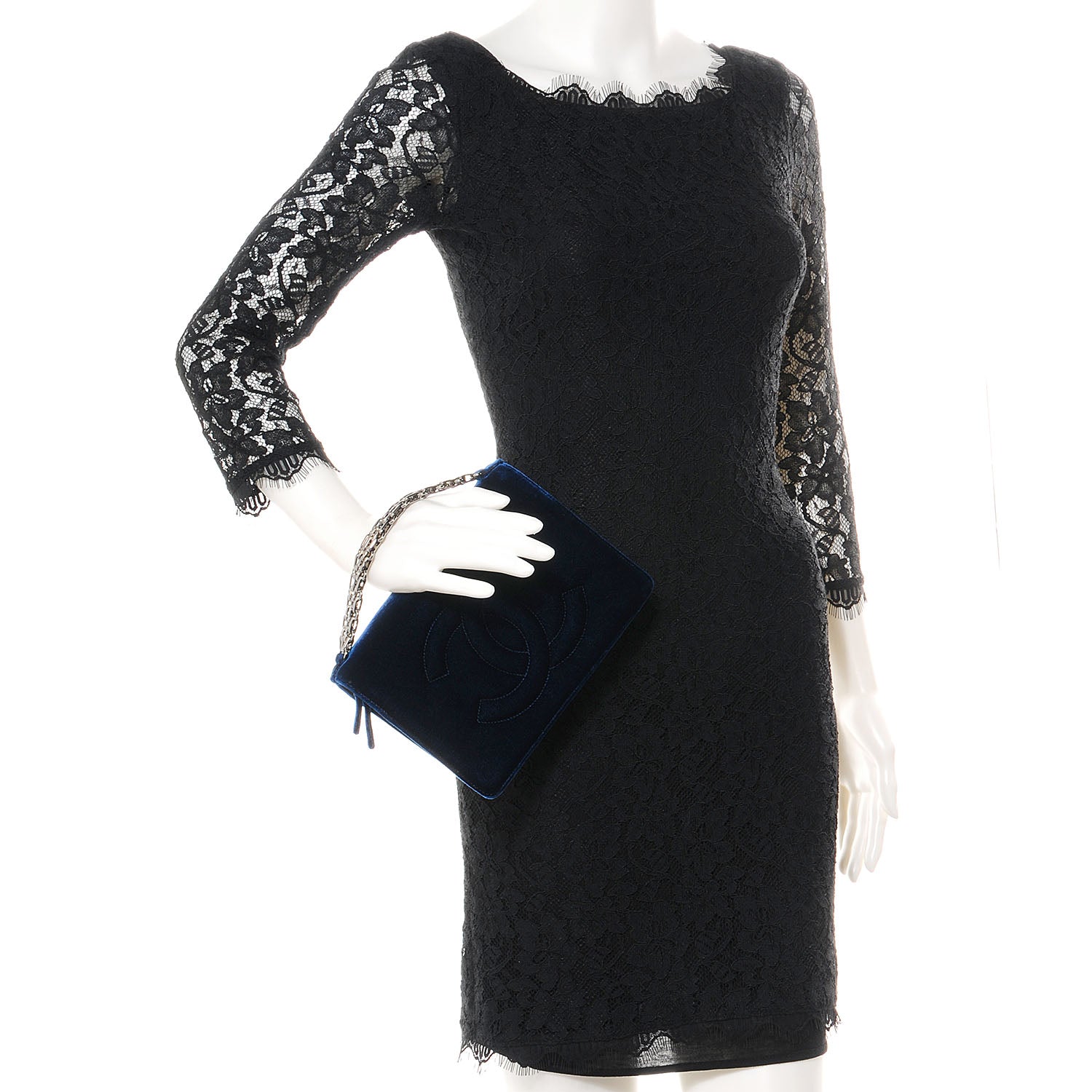 Chanel Velvet Timeless CC Clutch Navy Blue 2 of 7
