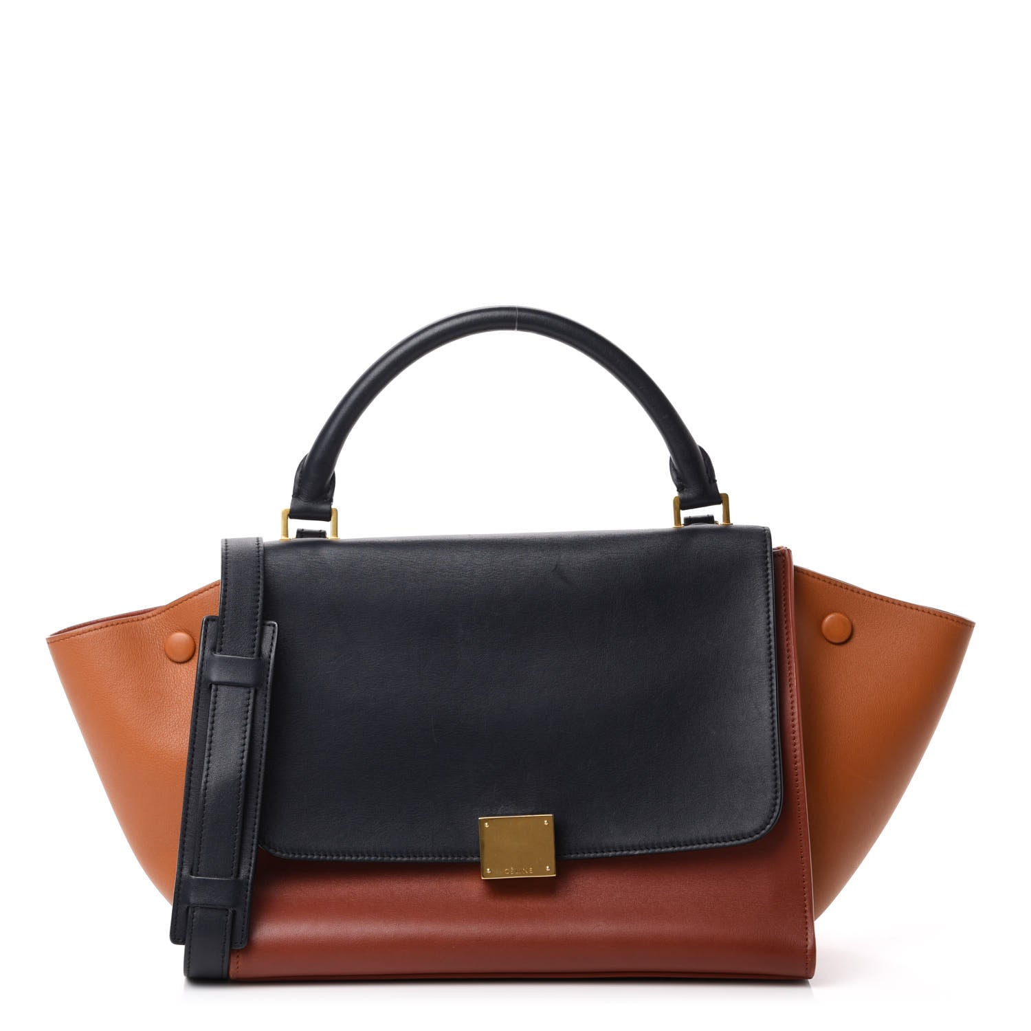 Celine Smooth Calfskin Medium Tri-Color Trapeze Navy 1 of 15