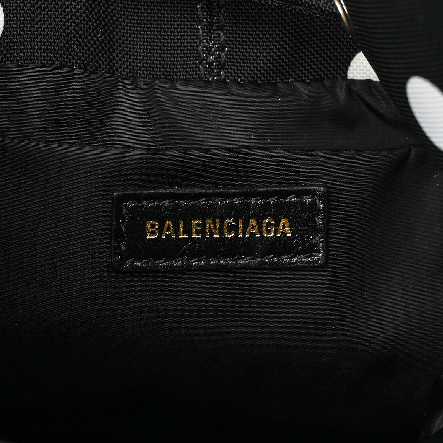 Balenciaga Recycled Sport Nylon Polka Dot Logo Embroidered Wheel Drawstring Bucket Bag XS Black White 6 of 9