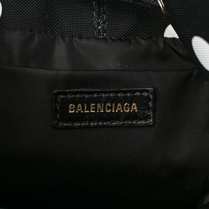 Balenciaga Recycled Sport Nylon Polka Dot Logo Embroidered Wheel Drawstring Bucket Bag XS Black White 6 of 9