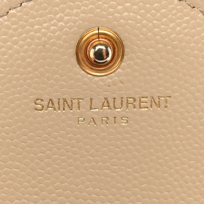 Saint Laurent Grain De Poudre Matelasse Chevron Monogram Chain Wallet Nude Powder 6 of 15