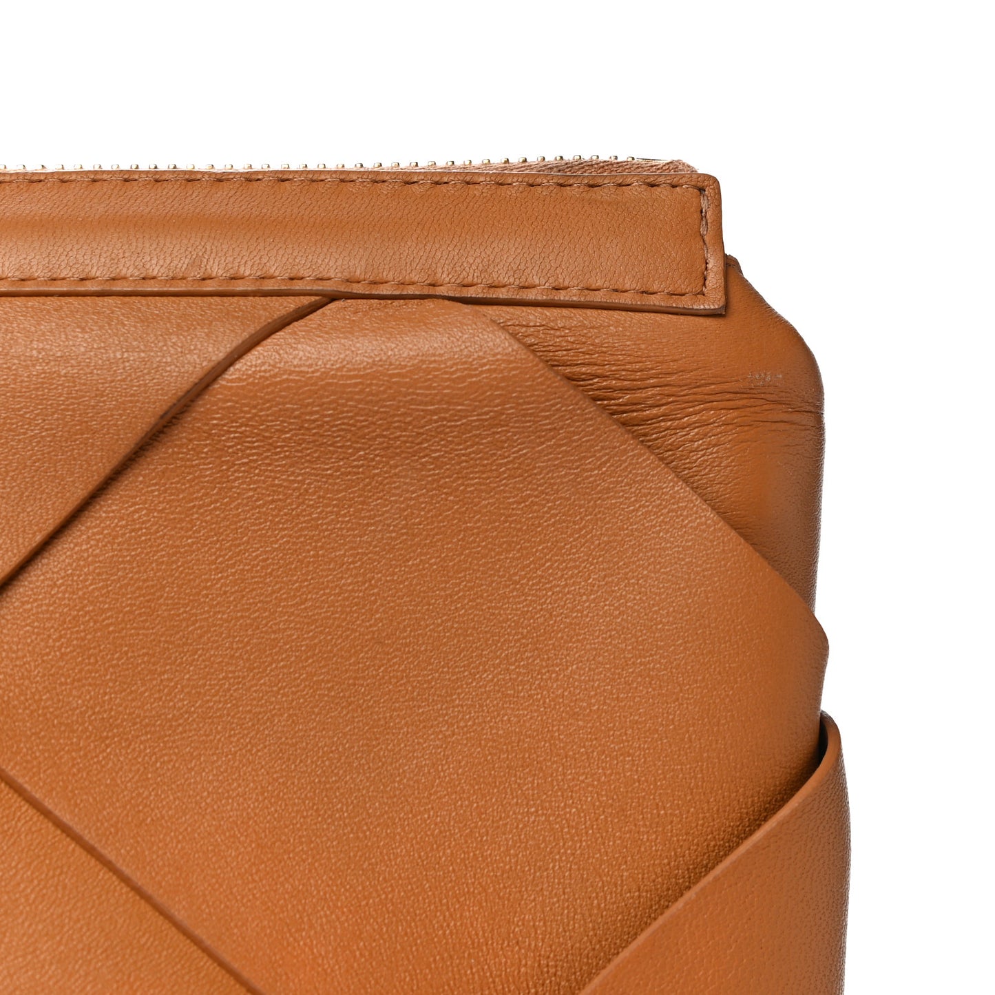 Nappa Maxi Blown Up Intrecciato Pouch Clutch Caramel