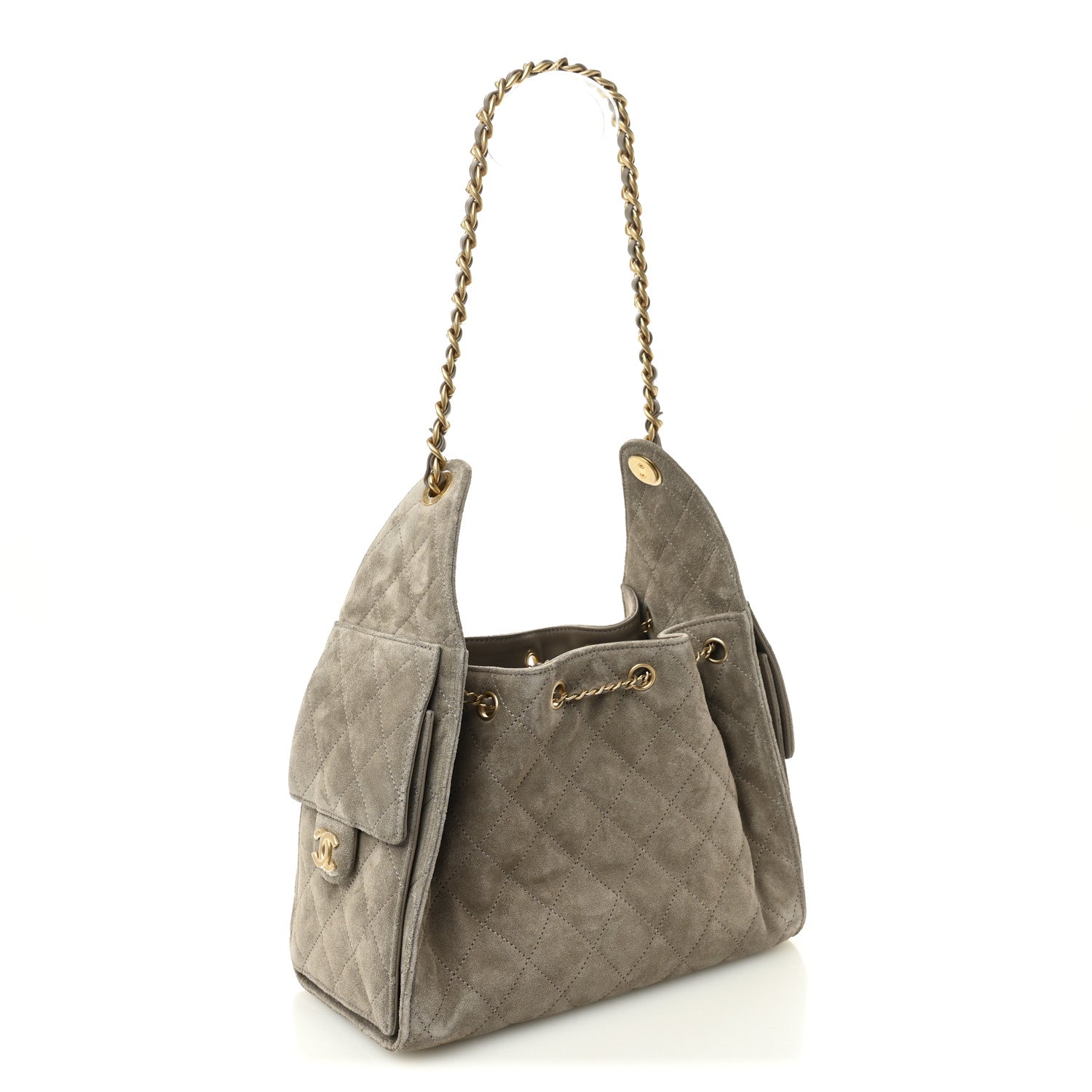 Chanel Suede Quilted Small Chanel 25 Handbag Dark Grey 3 of 12