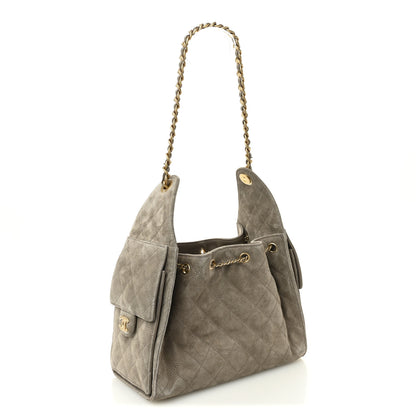 Chanel Suede Quilted Small Chanel 25 Handbag Dark Grey 3 of 12