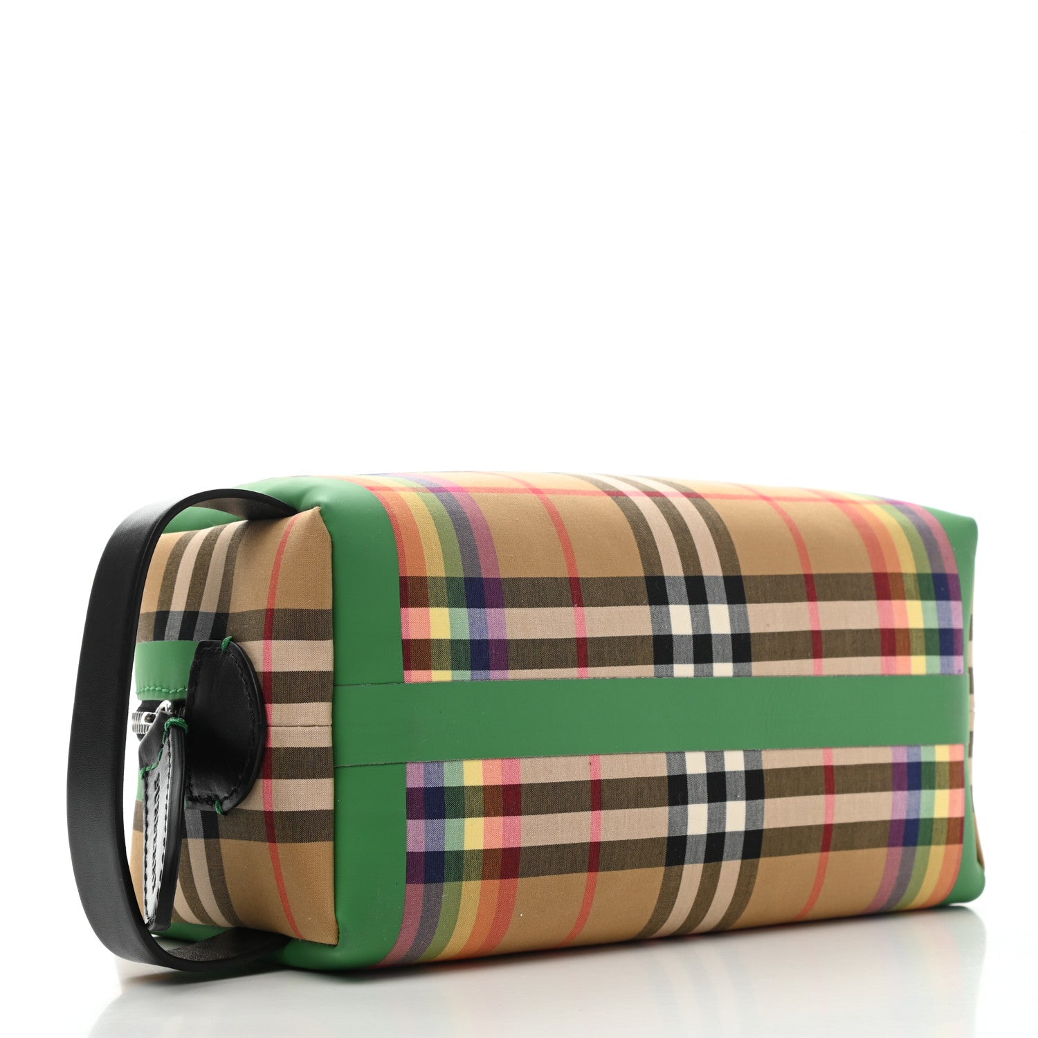 Burberry Vintage Rainbow Check Travel Pouch Antique Yellow Green 4 of 7