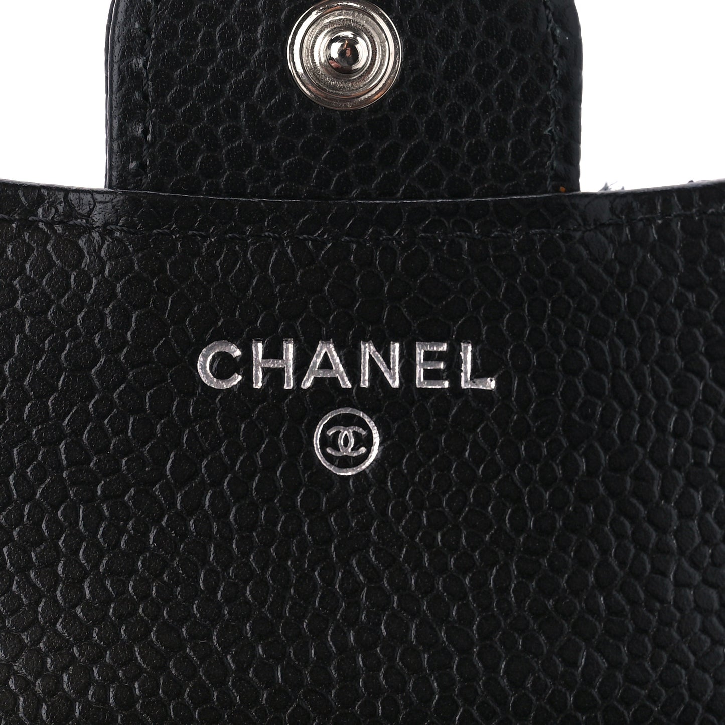 Caviar Quilted Compact Flap Wallet Black