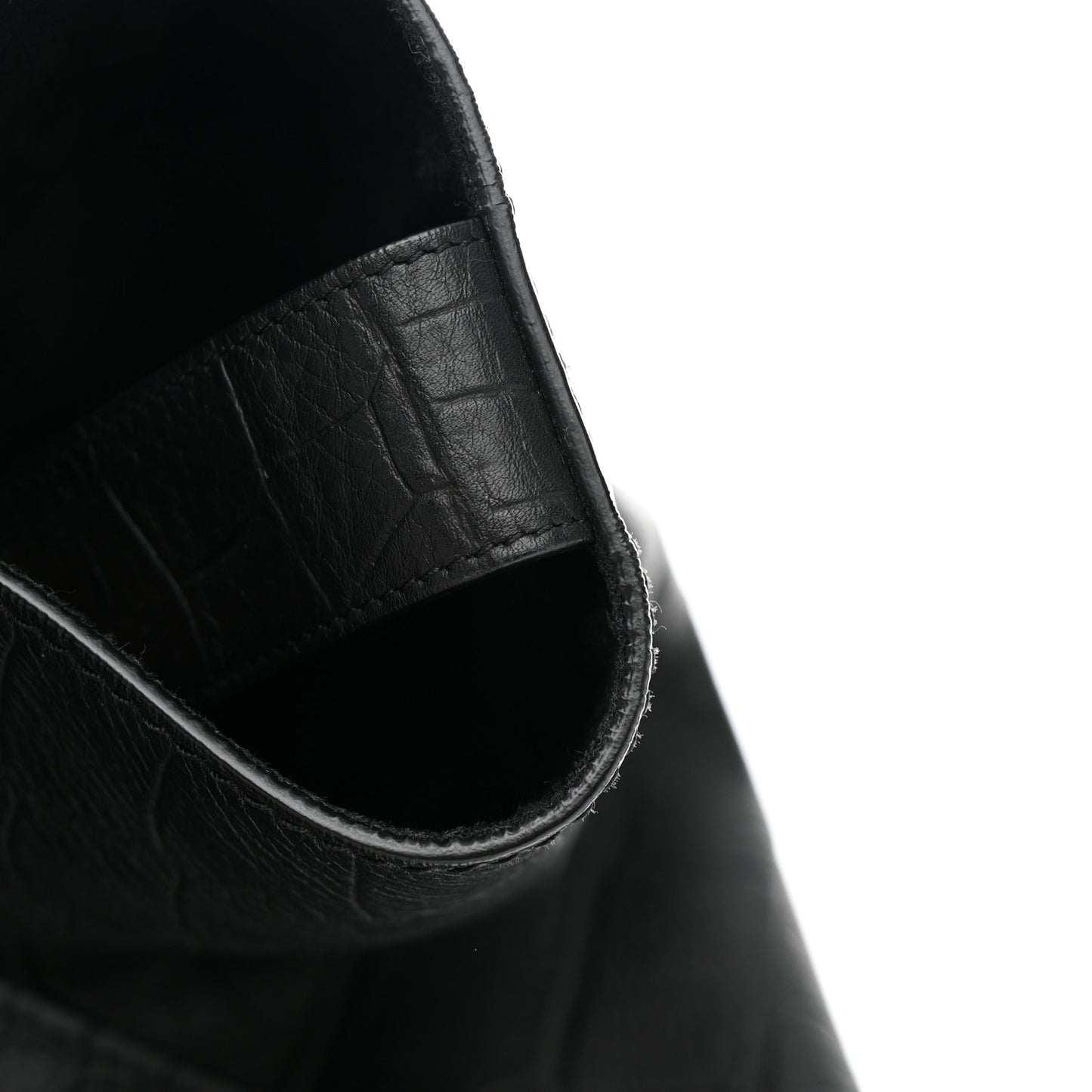 Calfskin Crocodile Embossed Medium Phantom Luggage Black