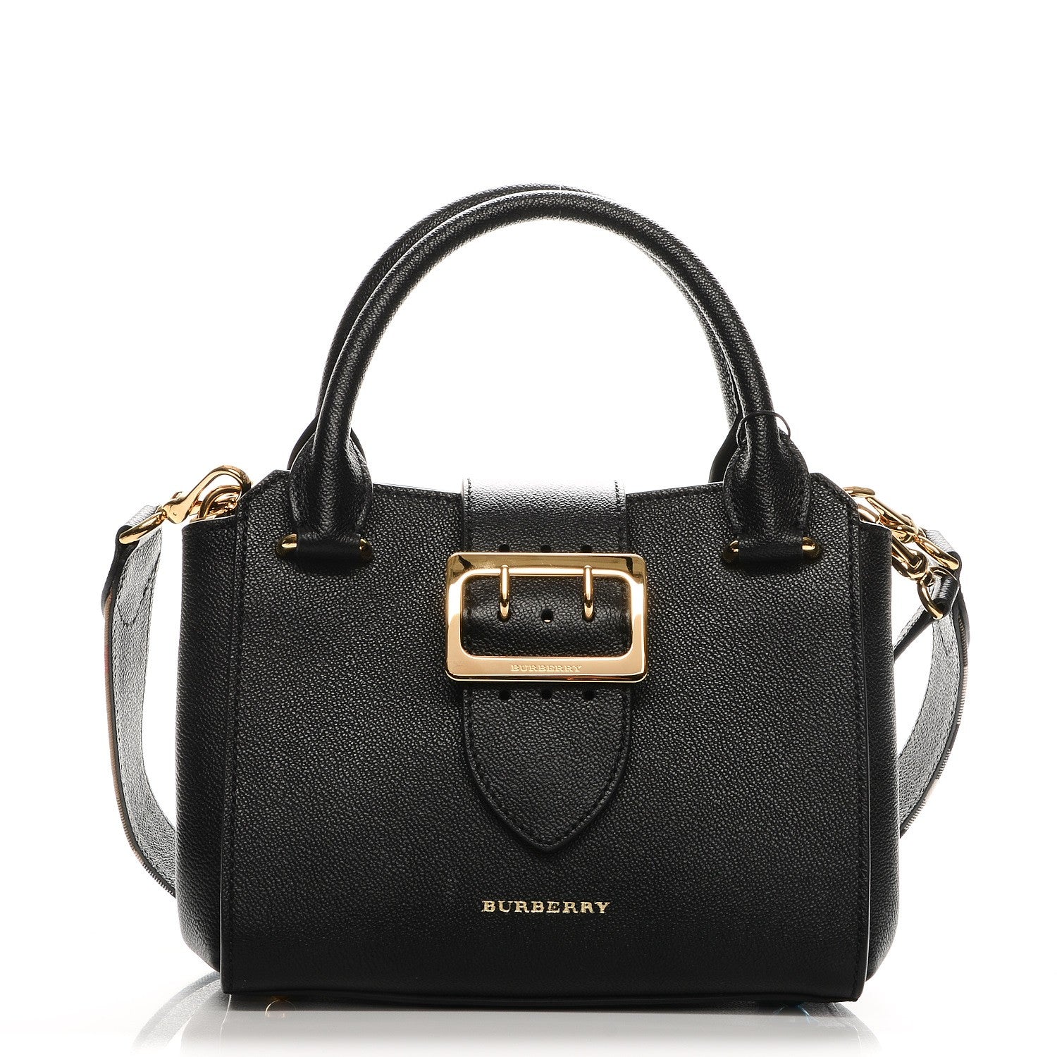 Burberry Soft Grain Calfskin Small Buckle Tote Black 1 of 8