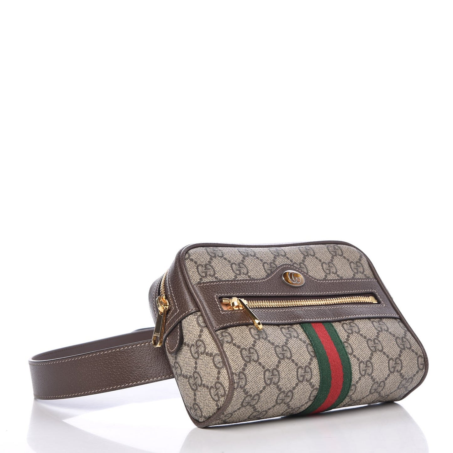 GG Supreme Monogram Web Small Ophidia Belt Bag 85 34 Dark Brown