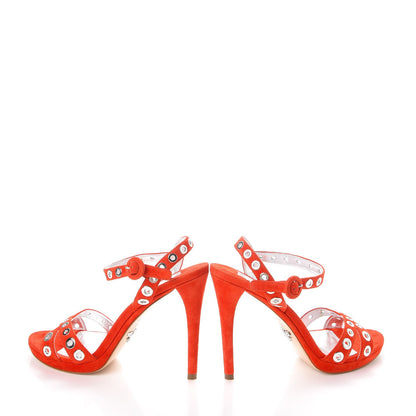 Prada Suede Grommet Sandals 38.5 Red 6 of 10