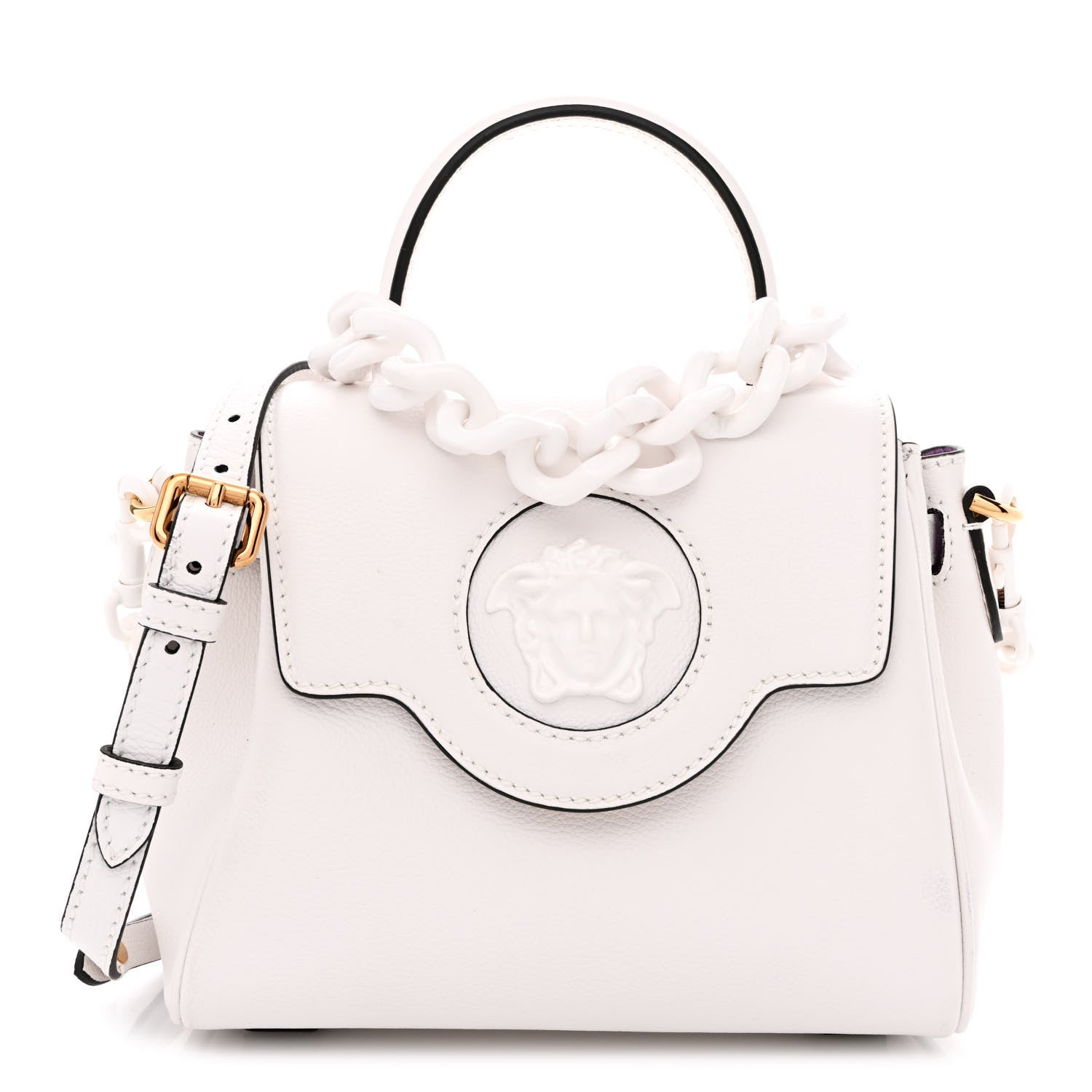 Versace Grained Calfskin Small La Medusa Top Handle Bag White 1 of 9