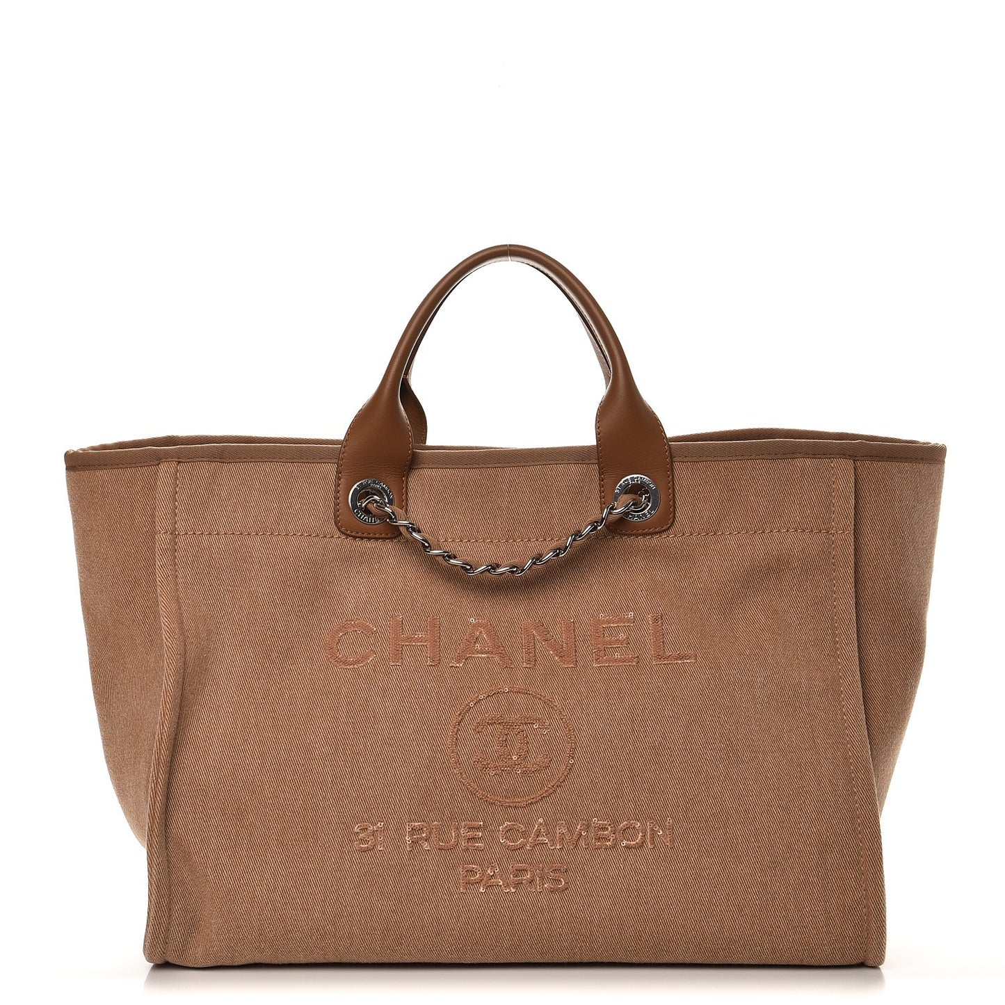 Canvas Sequin Large Deauville Tote Camel