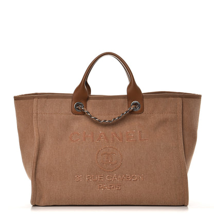 Chanel Canvas Sequin Large Deauville Tote Camel 1 of 9