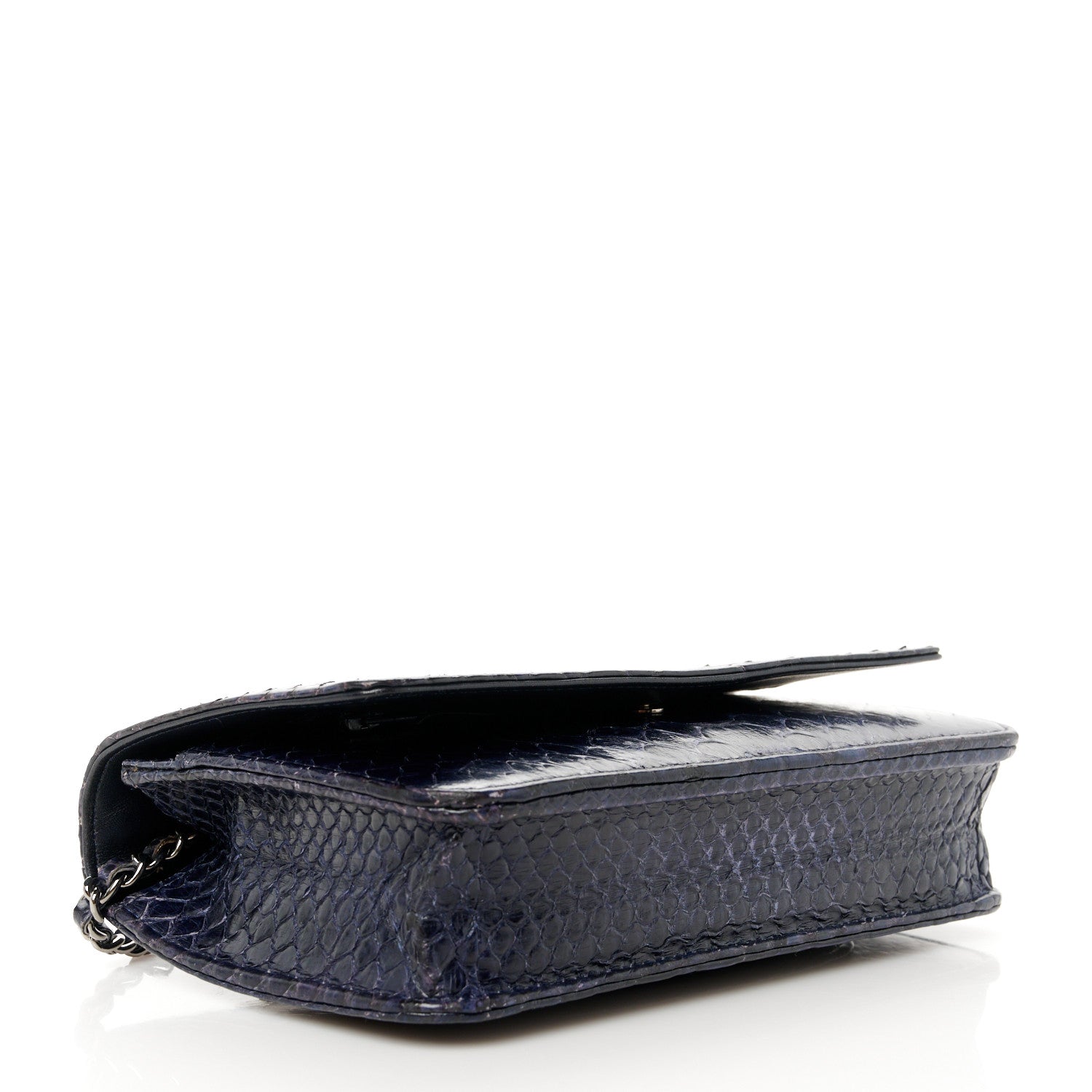 Chanel Snakeskin Wallet On Chain WOC Navy 4 of 12