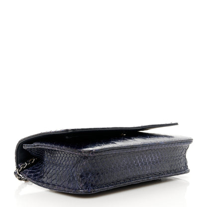 Chanel Snakeskin Wallet On Chain WOC Navy 4 of 12