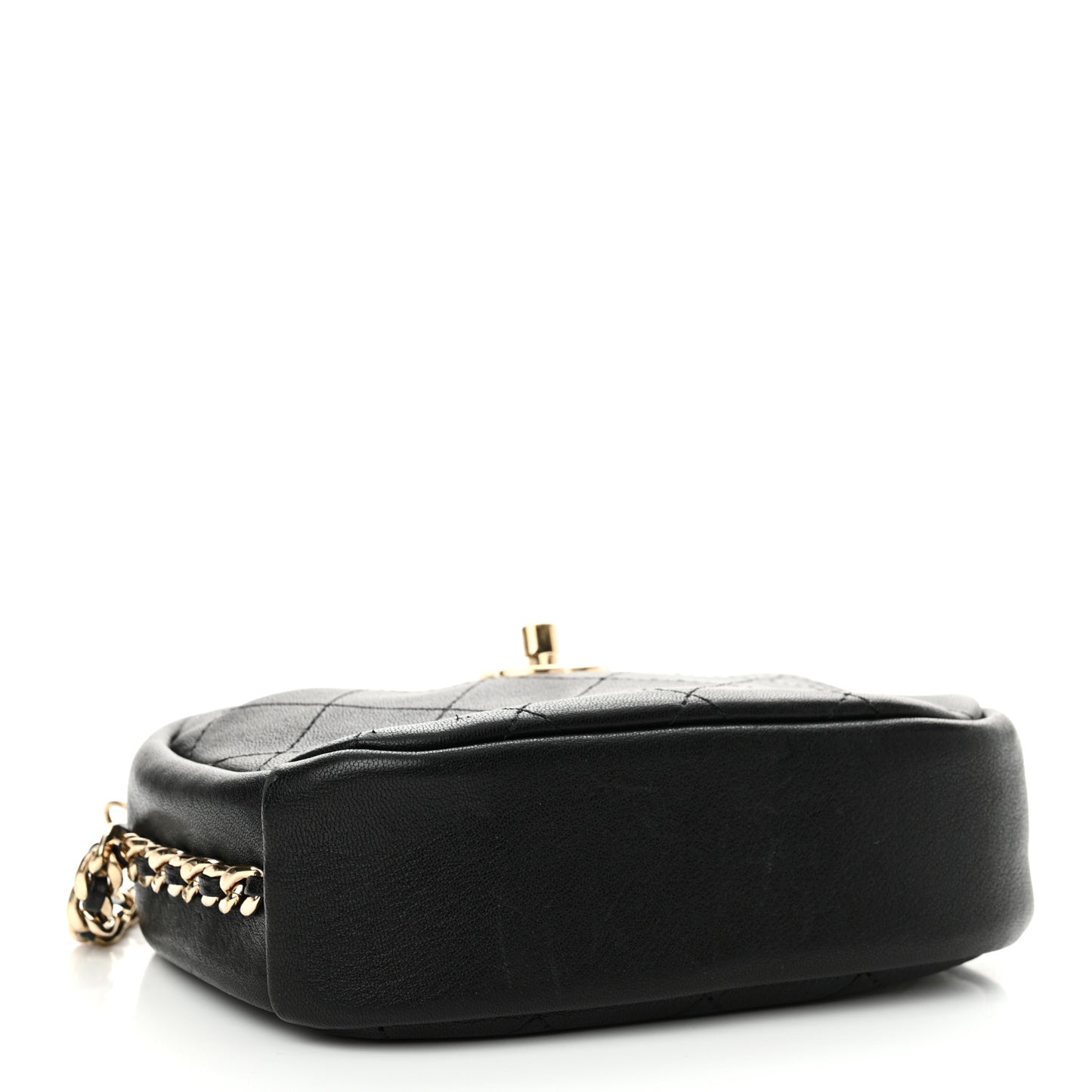 Goatskin Quilted Small Casual Trip Camera Case Black