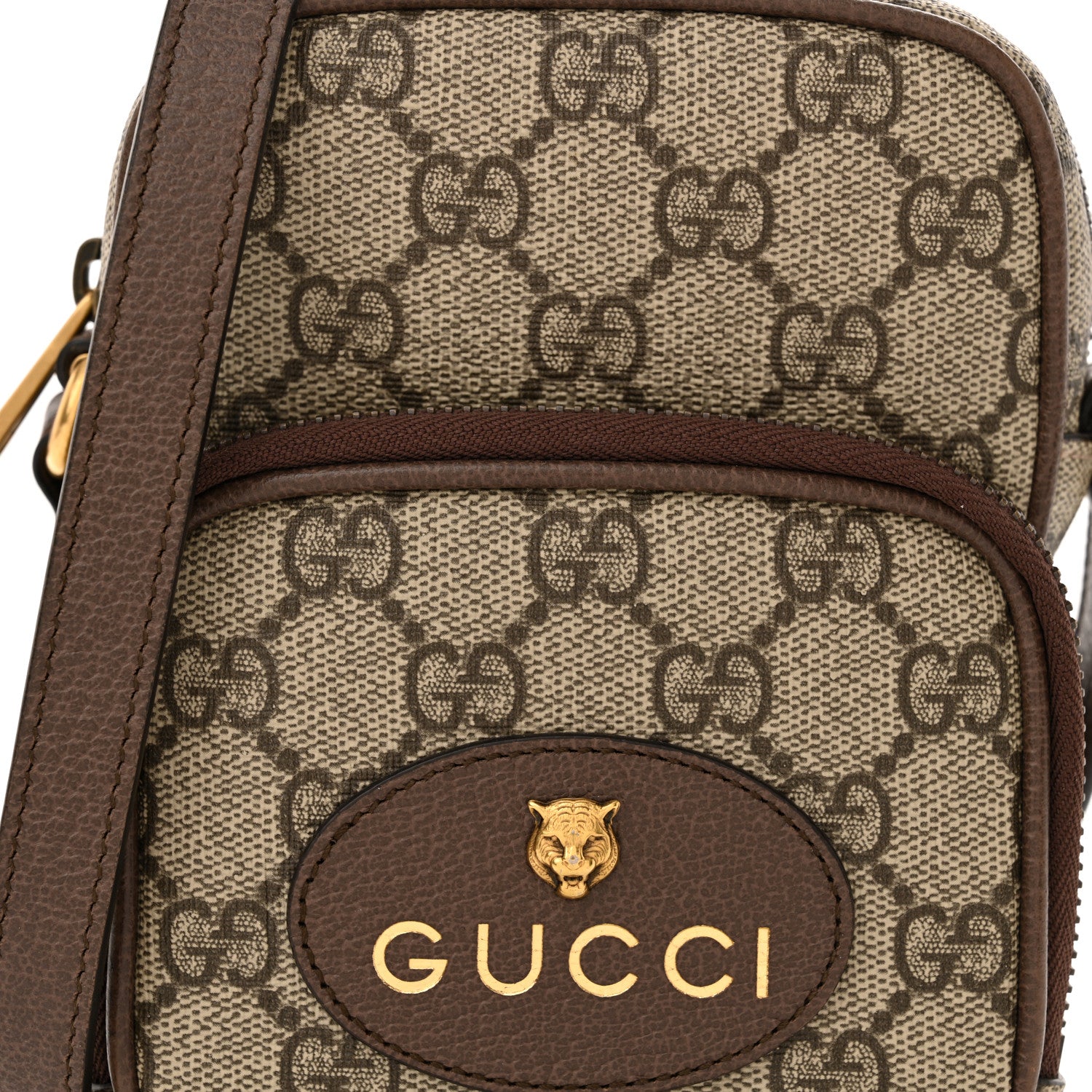 Gucci GG Supreme Monogram Mini Neo Vintage Double Zip Messenger Bag Beige New Acero Crop 8 of 10