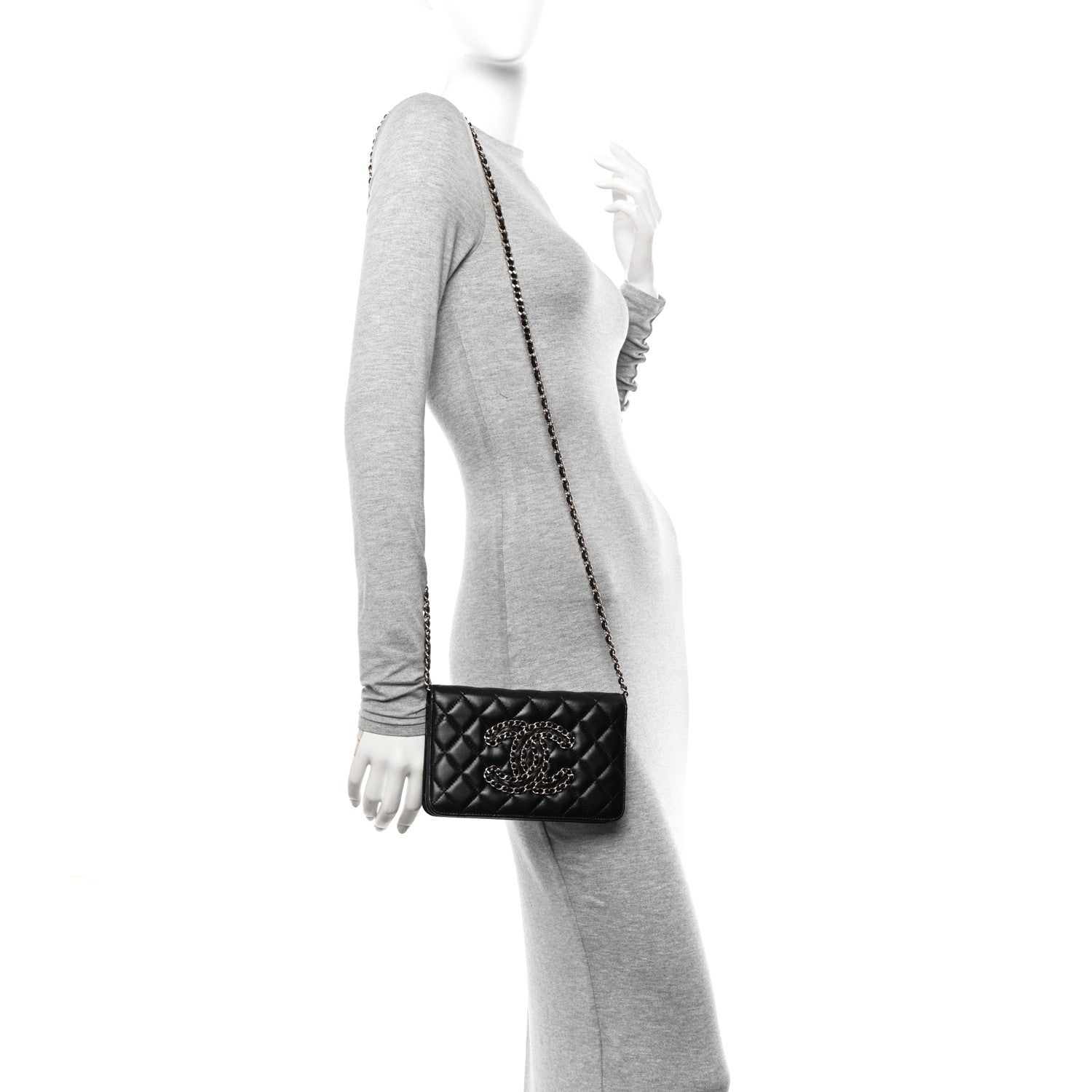Chanel Lambskin Quilted CC Wallet On Chain WOC Black 2 of 14