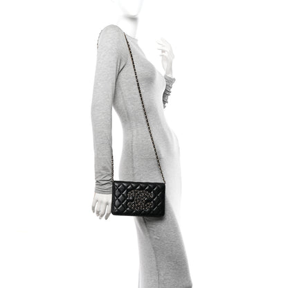 Chanel Lambskin Quilted CC Wallet On Chain WOC Black 2 of 14