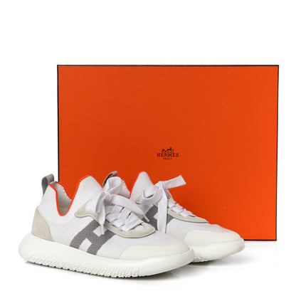 Hermes Knit Suede Goatskin Womens Crew Sneakers 36 White Gris 18 of 18