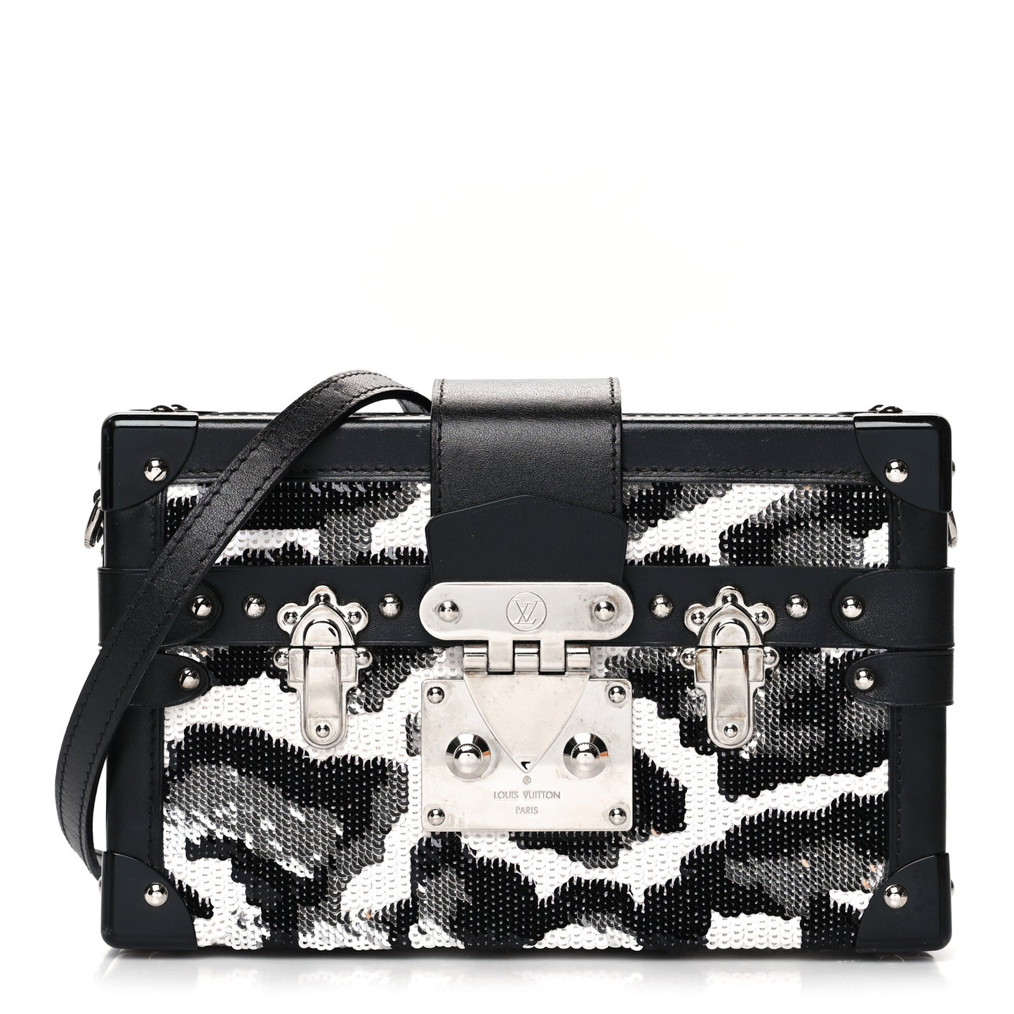 Sequins Leopard Petite Malle Black Gris