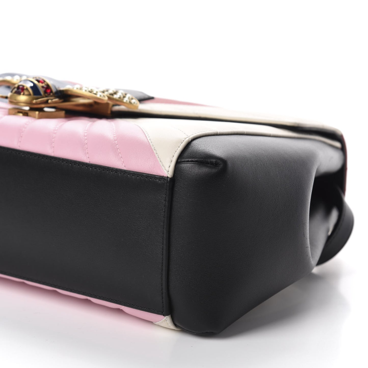 Calfskin Bamboo Trapuntata Queen Margaret Top Handle Bag Blue Agata Hibiscus Red Mystic White Sugar Pink