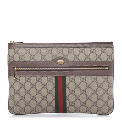 Gucci GG Supreme Monogram Large Ophidia Pouch Clutch Brown 1 of 9