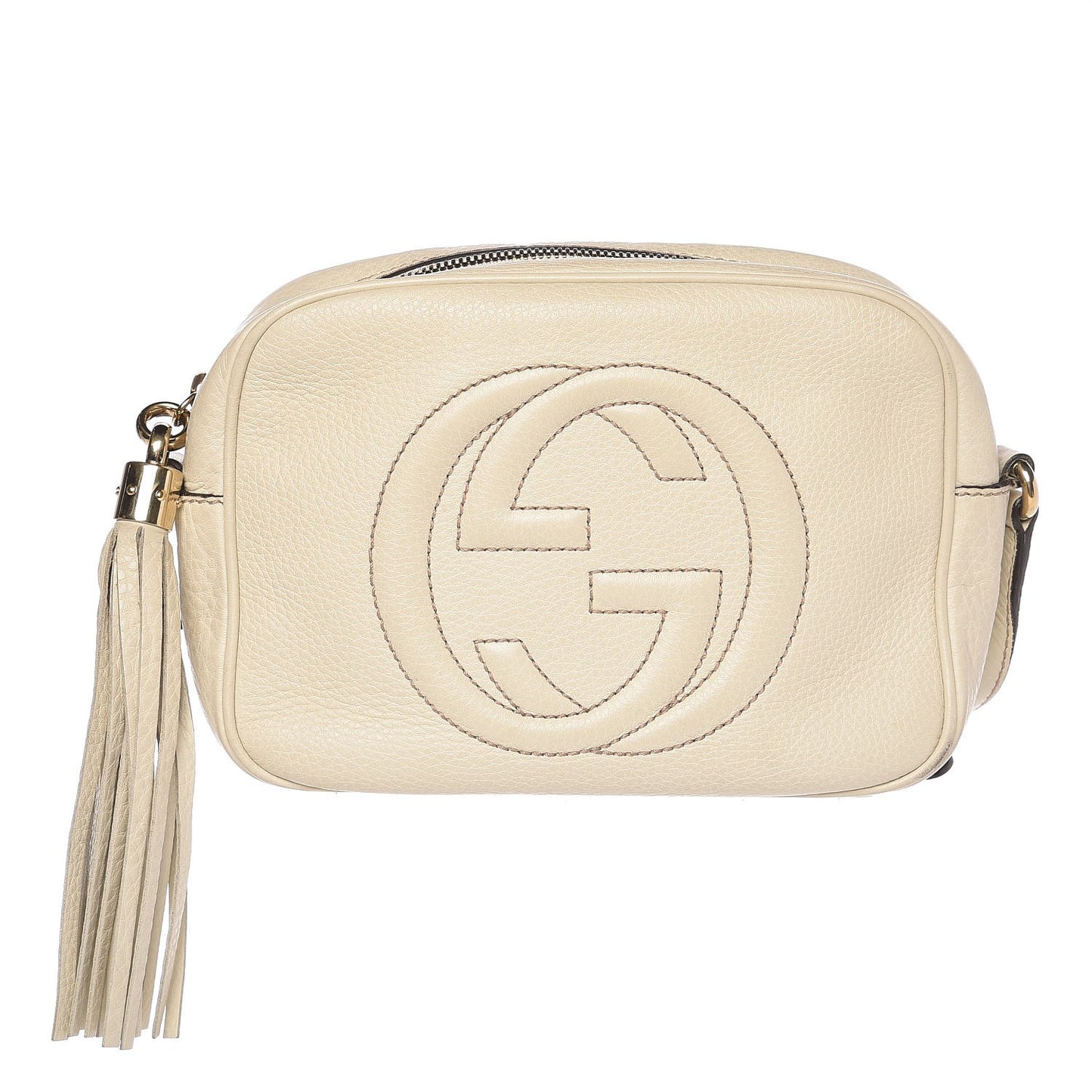Pebbled Calfskin Small Soho Disco Bag Off White