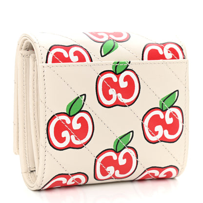 Gucci Calfskin Matelasse Diagonal GG Apple GG Marmont Medium Wallet Ivory 3 of 6
