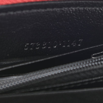 Gucci Vintage Effect Calfskin Matelasse Diagonal Torchon GG Marmont Zip Around Wallet Black Romantic Cherry 7 of 8