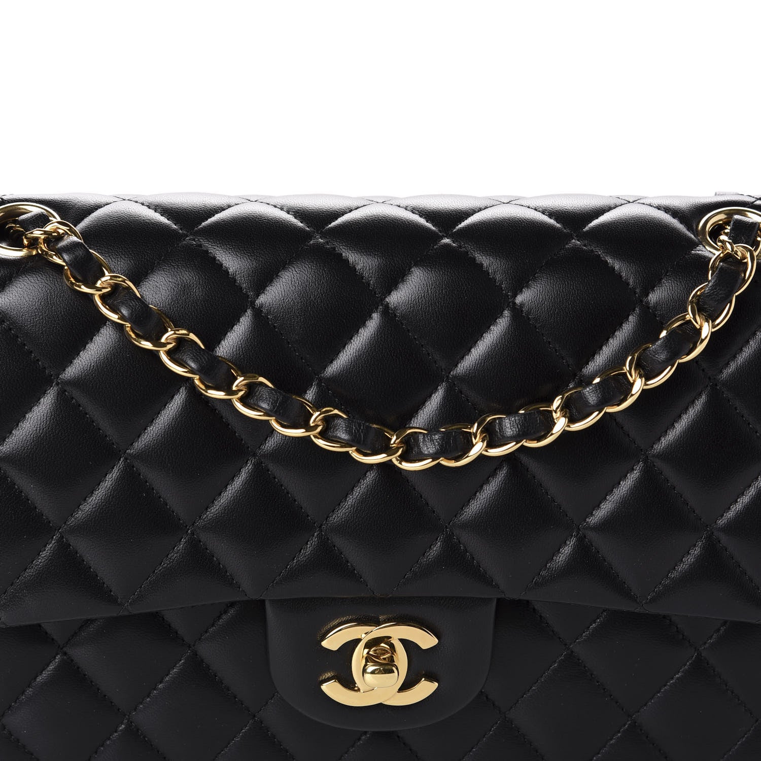 Chanel Lambskin Quilted Medium Double Flap Black 11 of 11