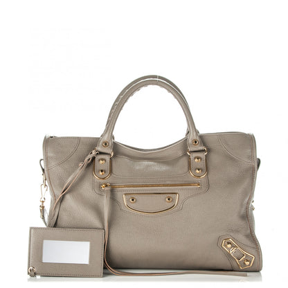 Balenciaga Chevre Gold Metallic Edge Hardware City Gris Taupe 1 of 7