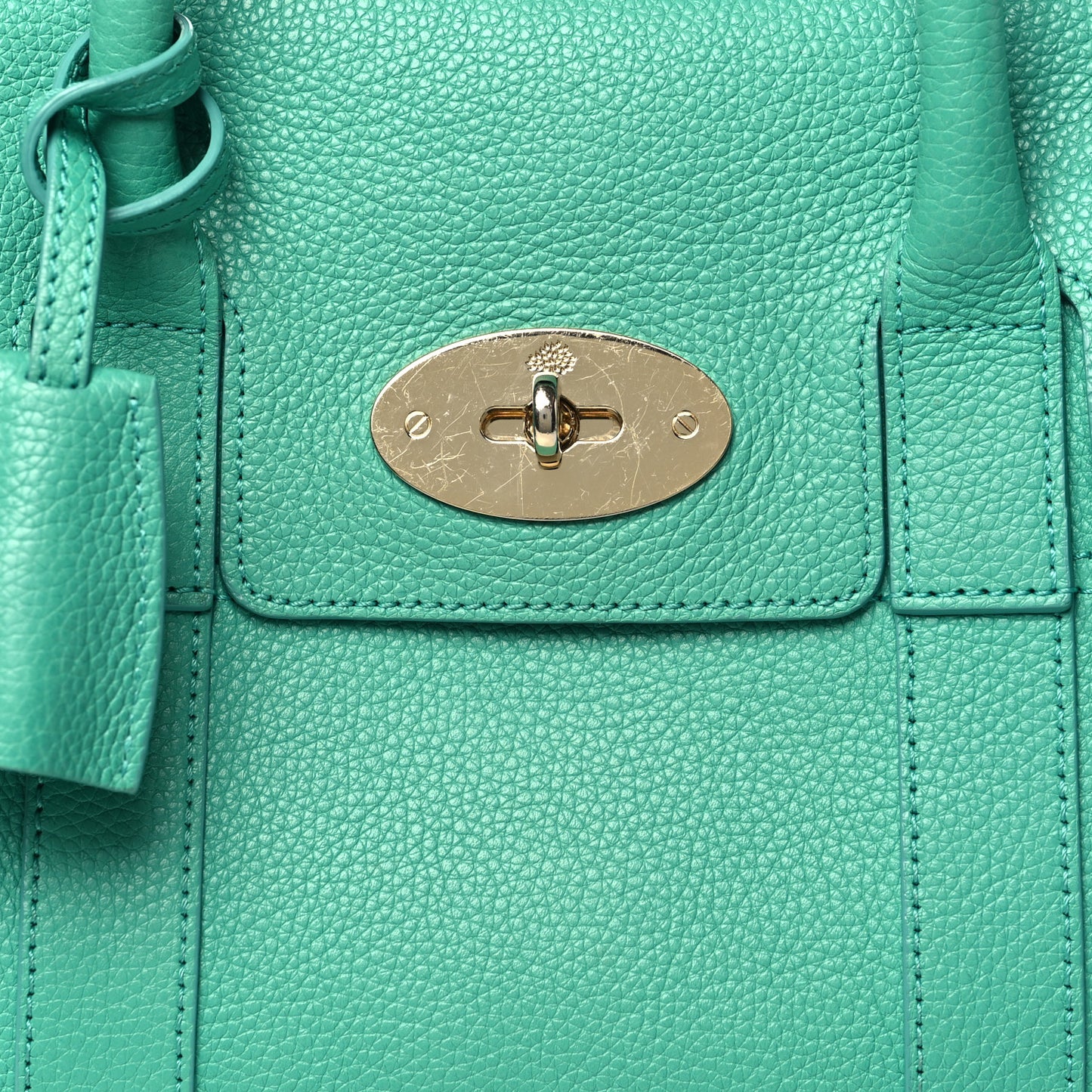 Classic Grain Small Bayswater Satchel Aqua Green