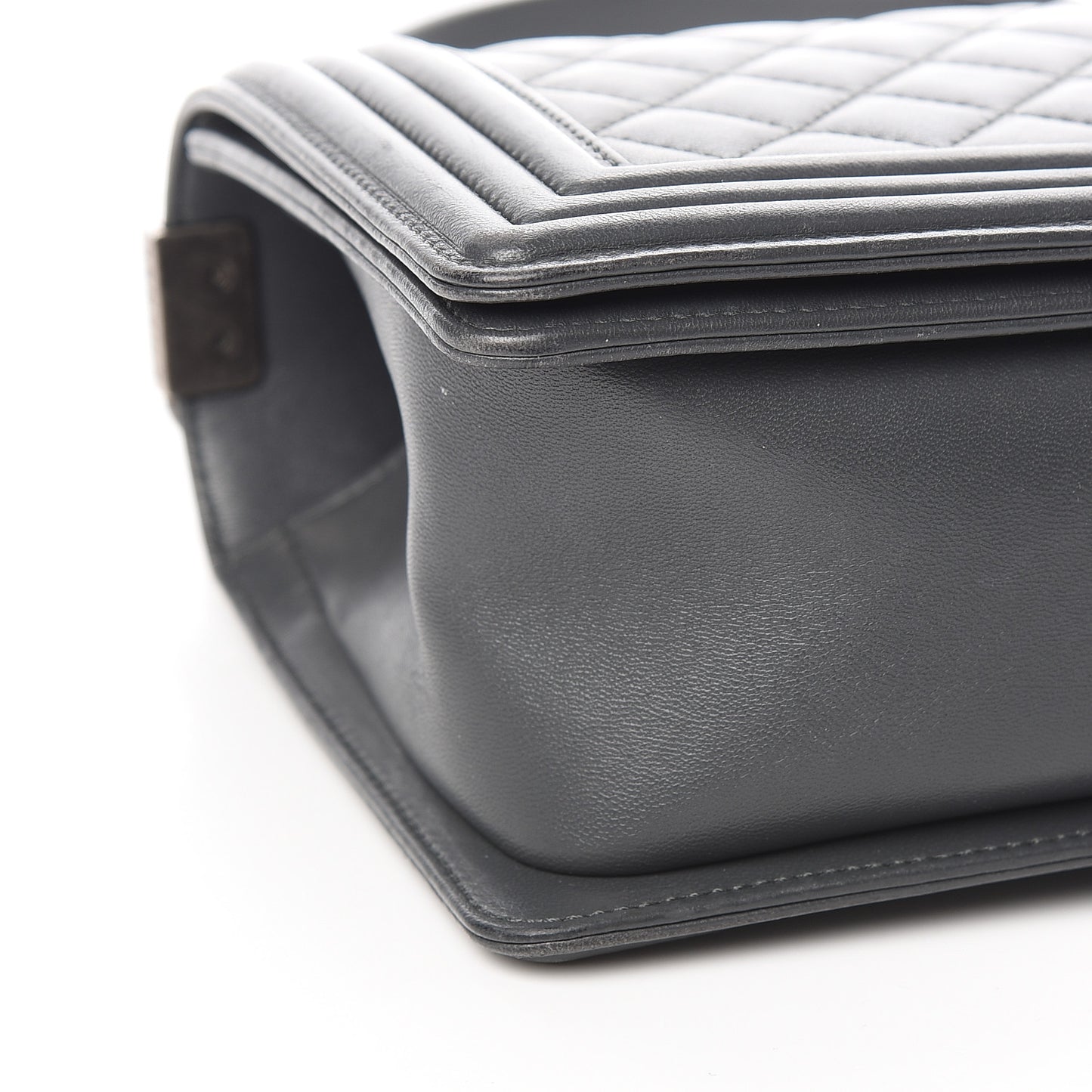 Lambskin Quilted Medium Boy Flap Dark Grey