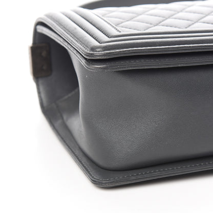 Chanel Lambskin Quilted Medium Boy Flap Dark Grey 11 of 14