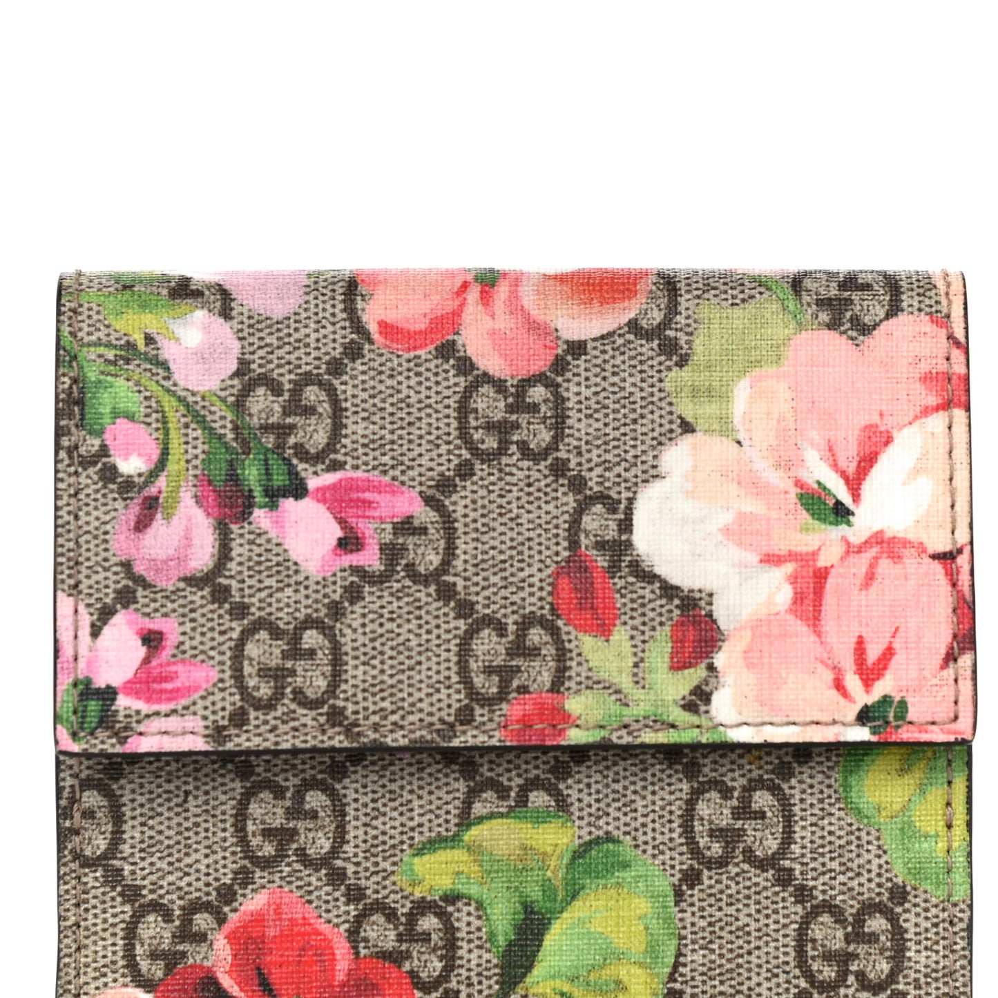 GG Supreme Monogram Blooms French Flap Wallet Beige Multicolor Dry Rose