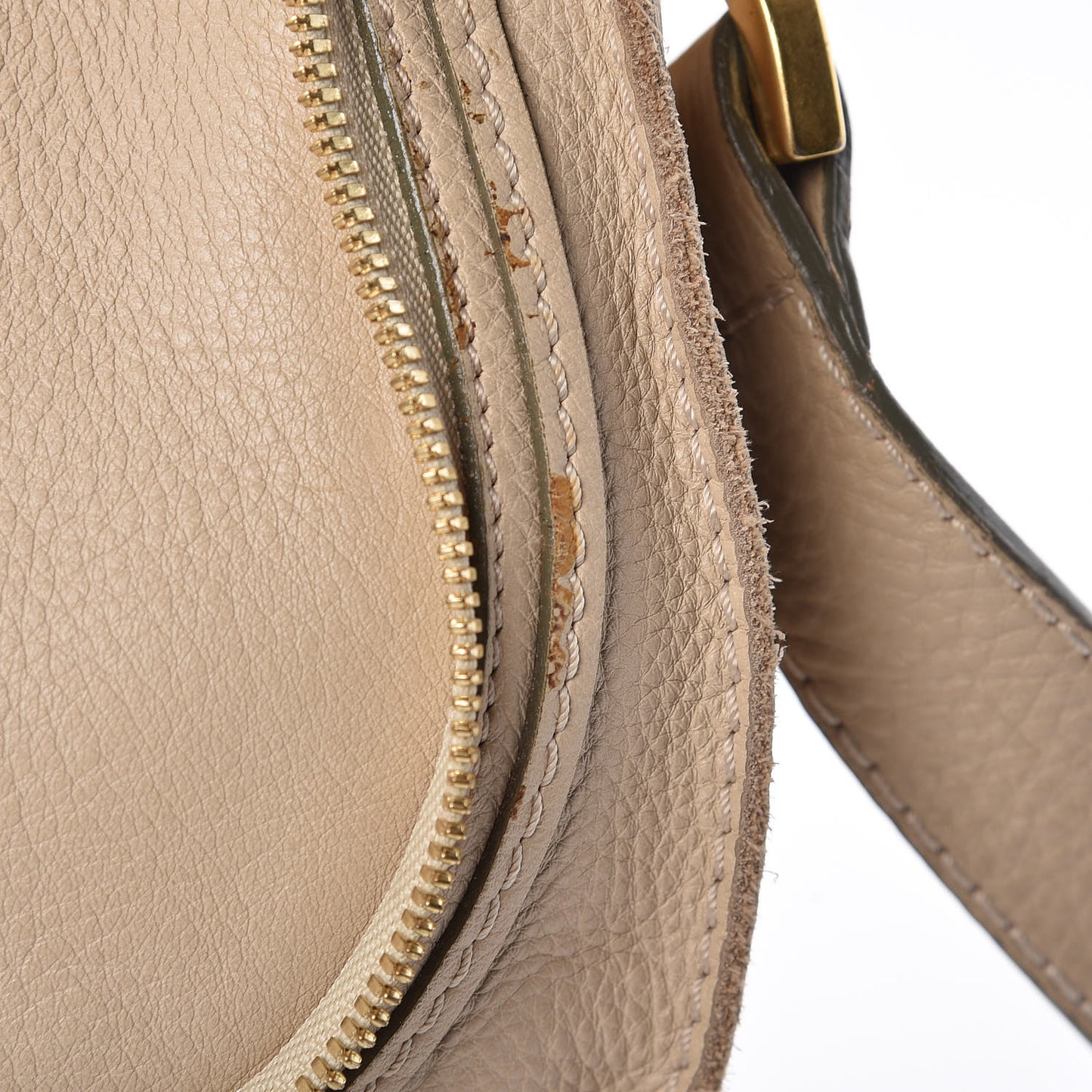 Calfskin Medium Marcie Round Zip Crossbody Bag Angora Beige
