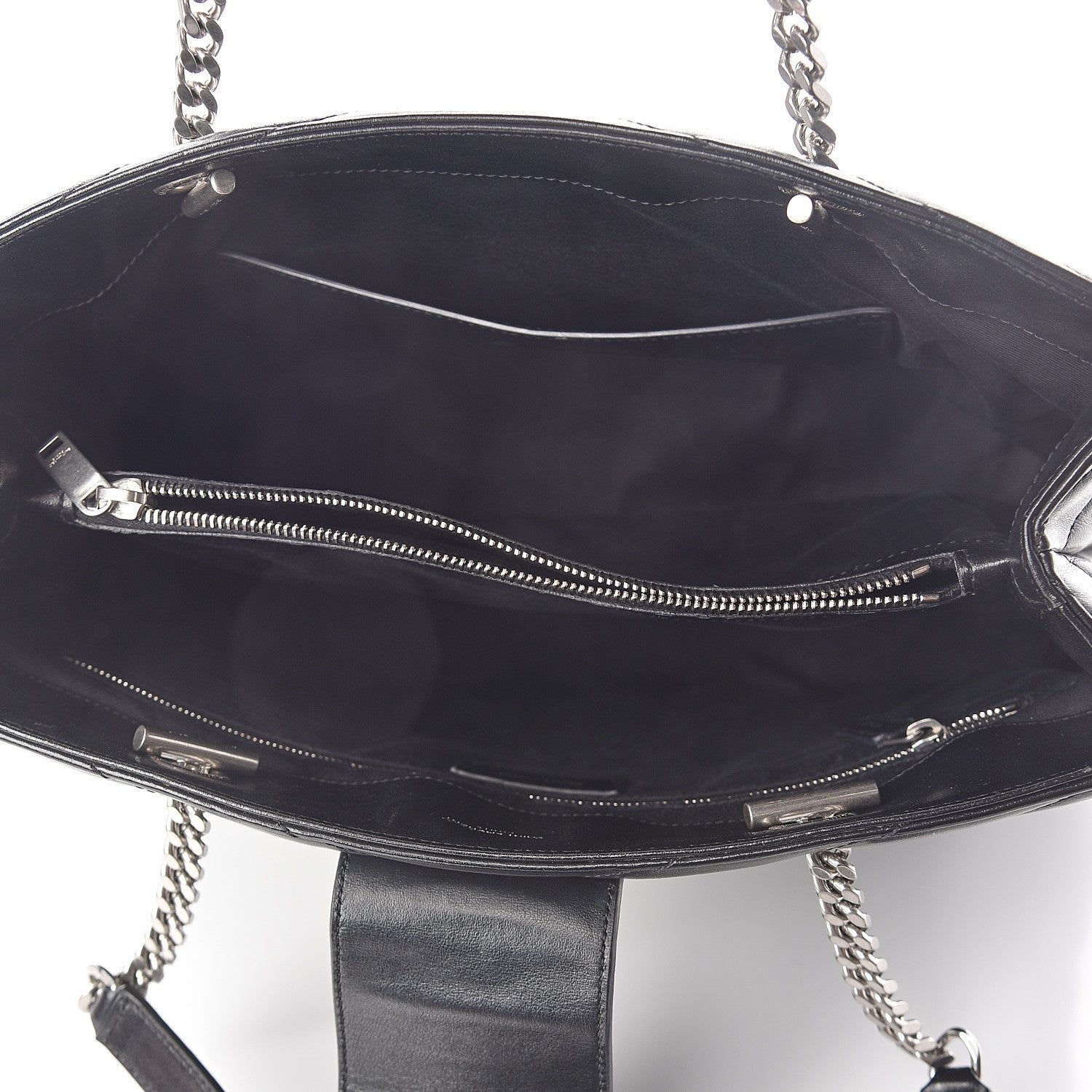 Saint Laurent Calfskin Y Quilted Monogram Large Loulou Shopper Black 4 of 8