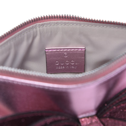 Gucci Calfskin Glitter Bow Wristlet Pink Rose 8 of 9