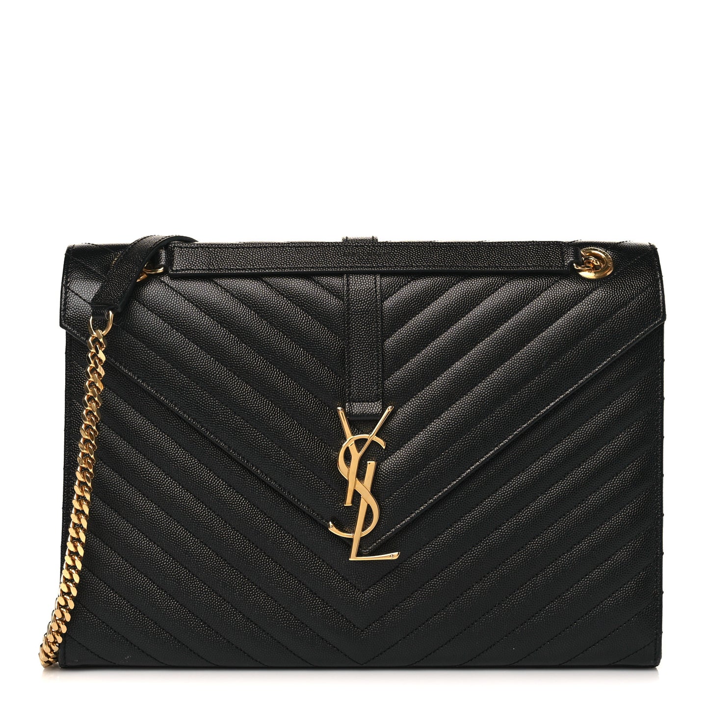 Grain De Poudre Matelasse Chevron Large Monogram Satchel Black