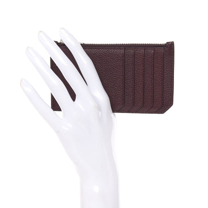 Saint Laurent Grained Calfskin 5 Fragments Zip Pouch Card Holder Bordeaux 2 of 8